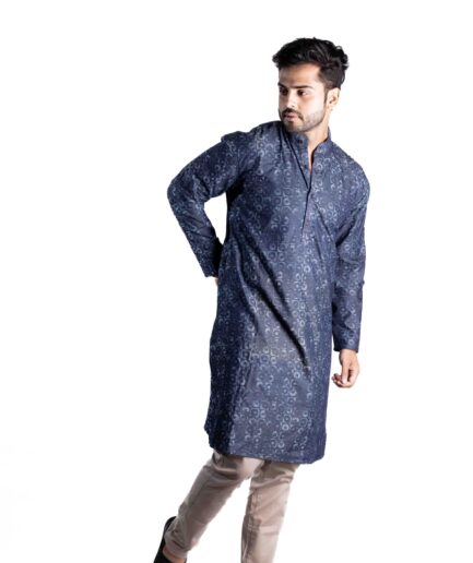 Circle Texture Jacquard Denim Kurta
